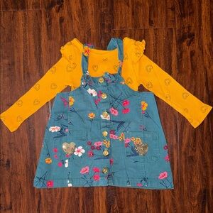 4 For $12 Baby Girl Nanette Lepore Floral Denim Dress with Yellow Top